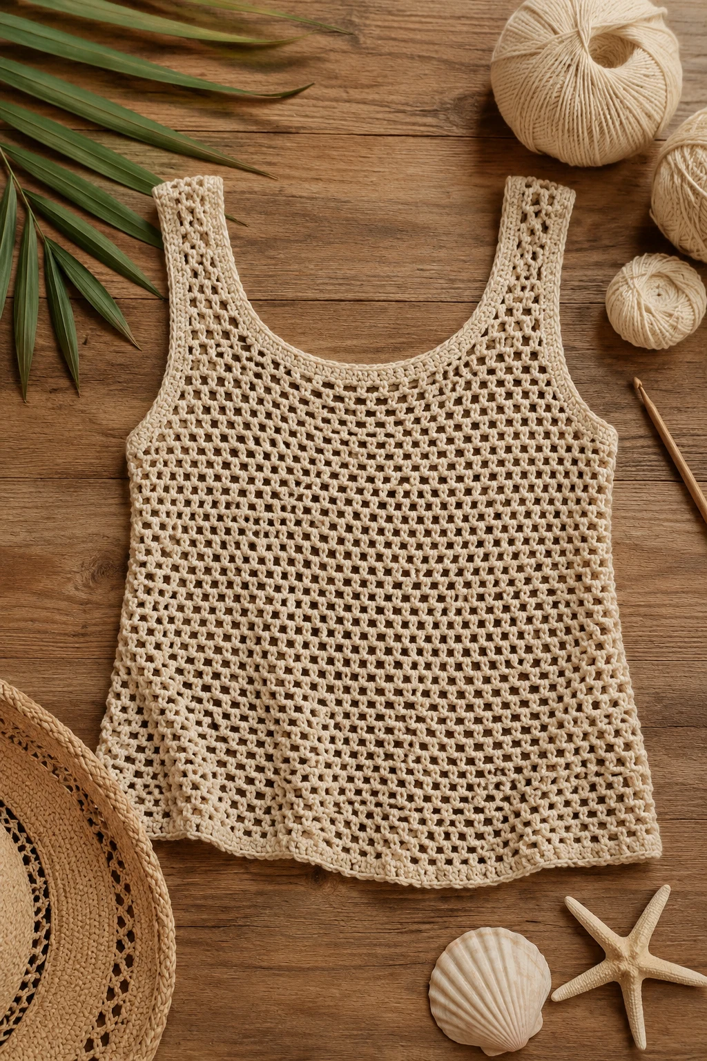 Mesh Beach Cover-Up Tank: Crochet Tops Ideas for Summer — crochet tops ideas style outfit