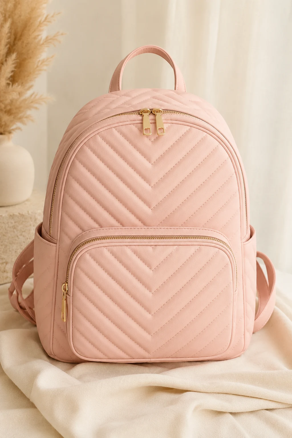 Blush Pink Quilted Cute Backpacks — cute backpacks style outfit