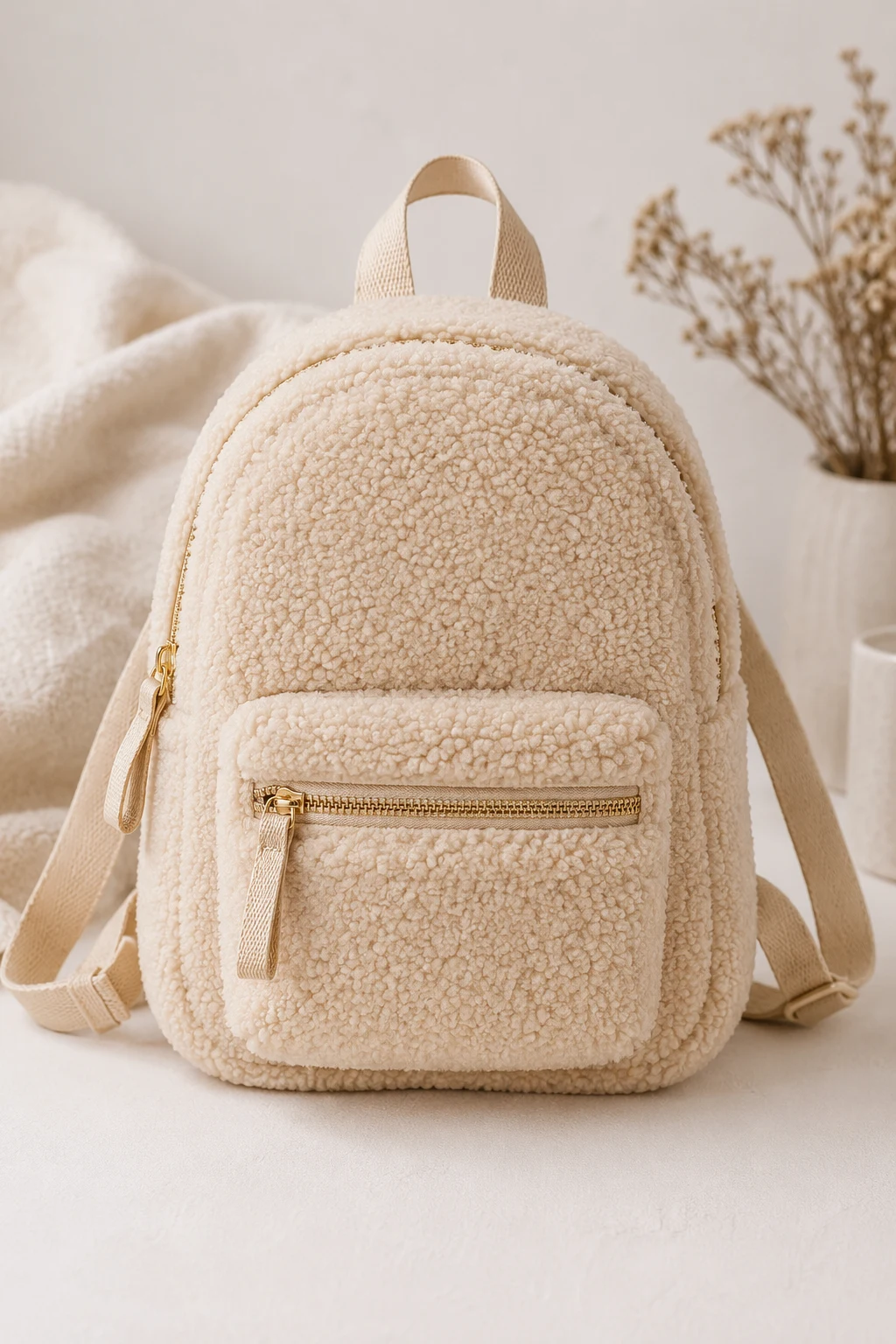 Cute Backpacks with Teddy Sherpa Texture — cute backpacks style outfit