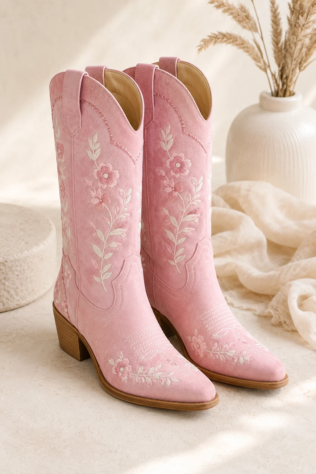 Pink Embroidered Cute Cowgirl Boots — cute cowgirl boots style outfit