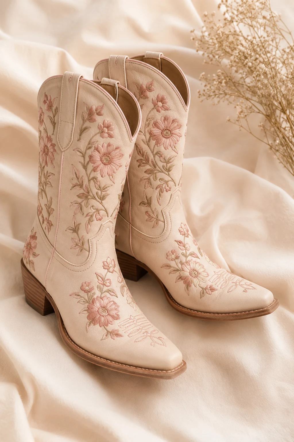 Cute Cowgirl Boots with Floral Stitching — cute cowgirl boots style outfit