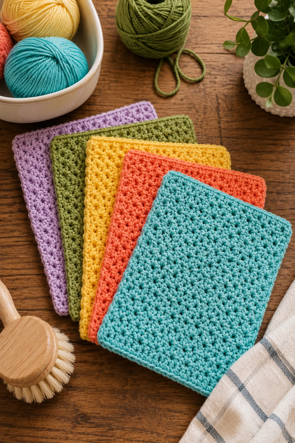 Colorful Cotton Dishcloth Set — easy crochet ideas for beginners style outfit