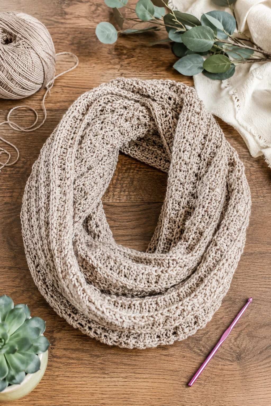 Soft Infinity Scarf — easy crochet ideas for beginners style outfit