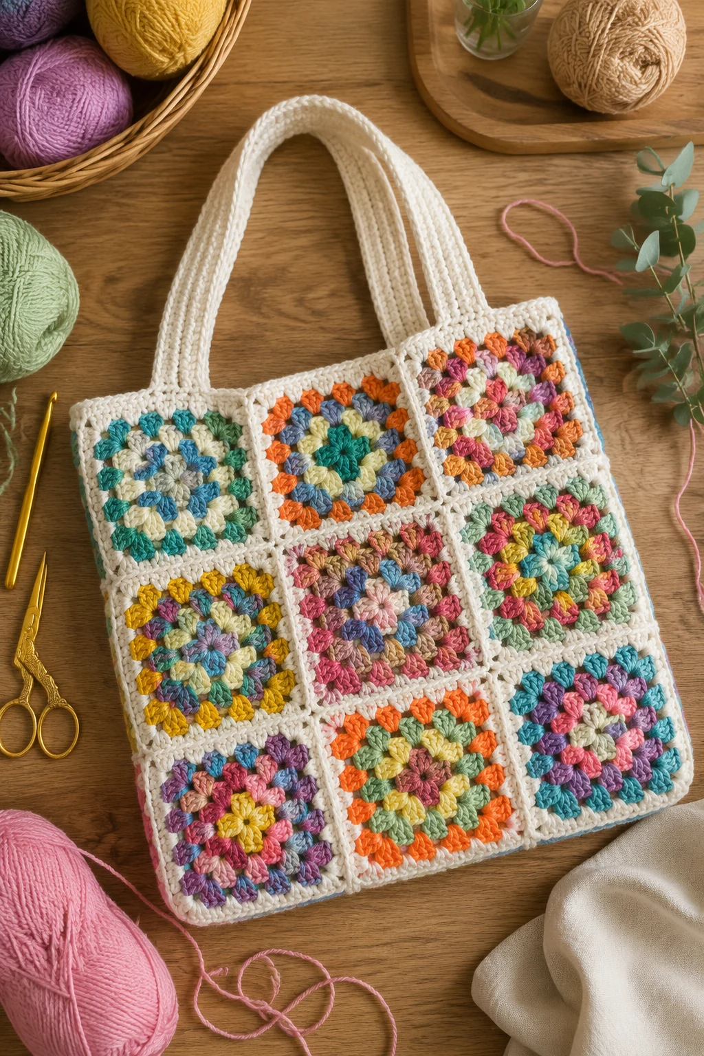 Easy Crochet Ideas: Colorful Granny Square Tote Bag — easy crochet ideas style outfit