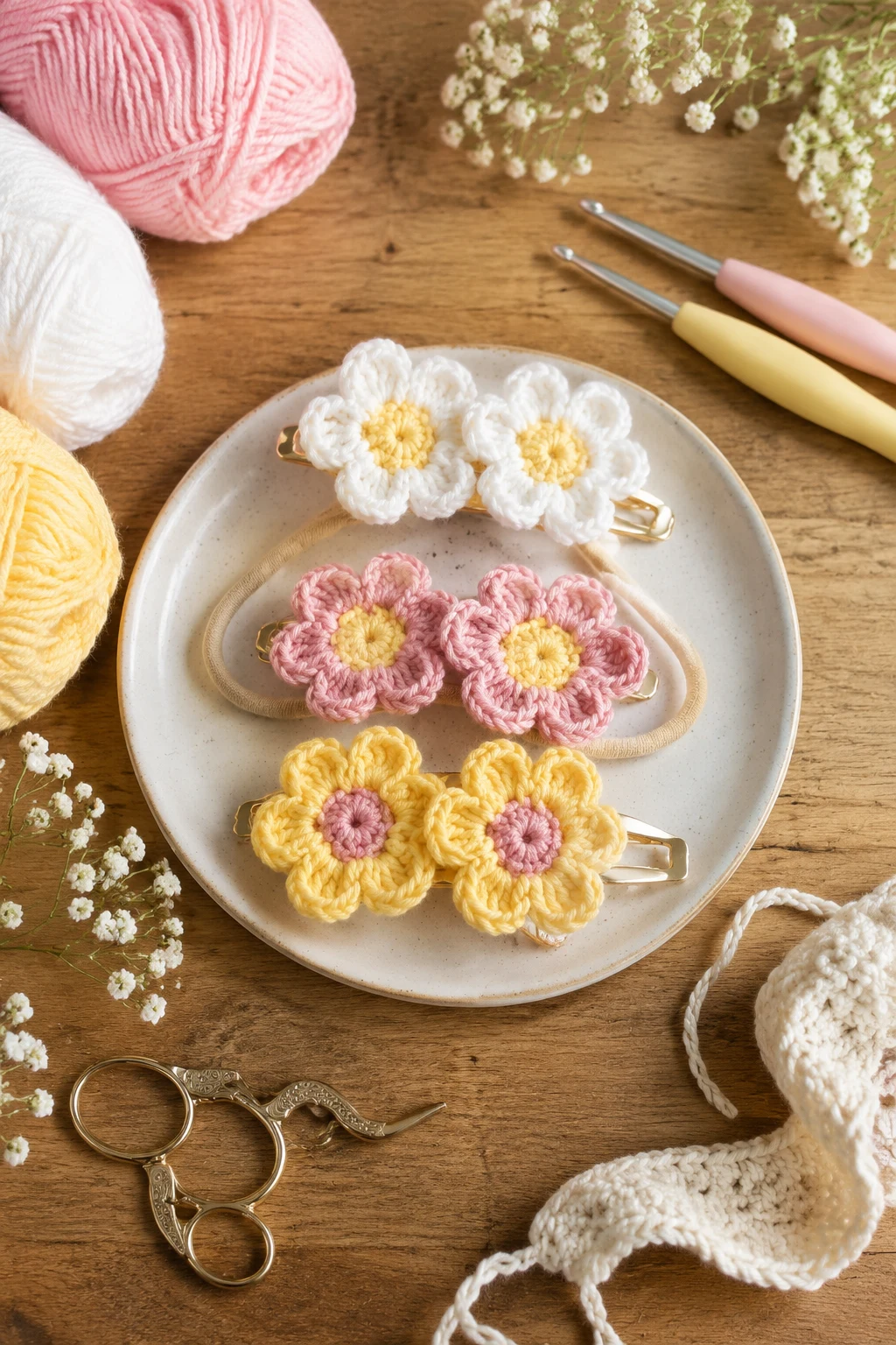 Easy Crochet Ideas: Spring Flower Hair Accessories — easy crochet ideas style outfit
