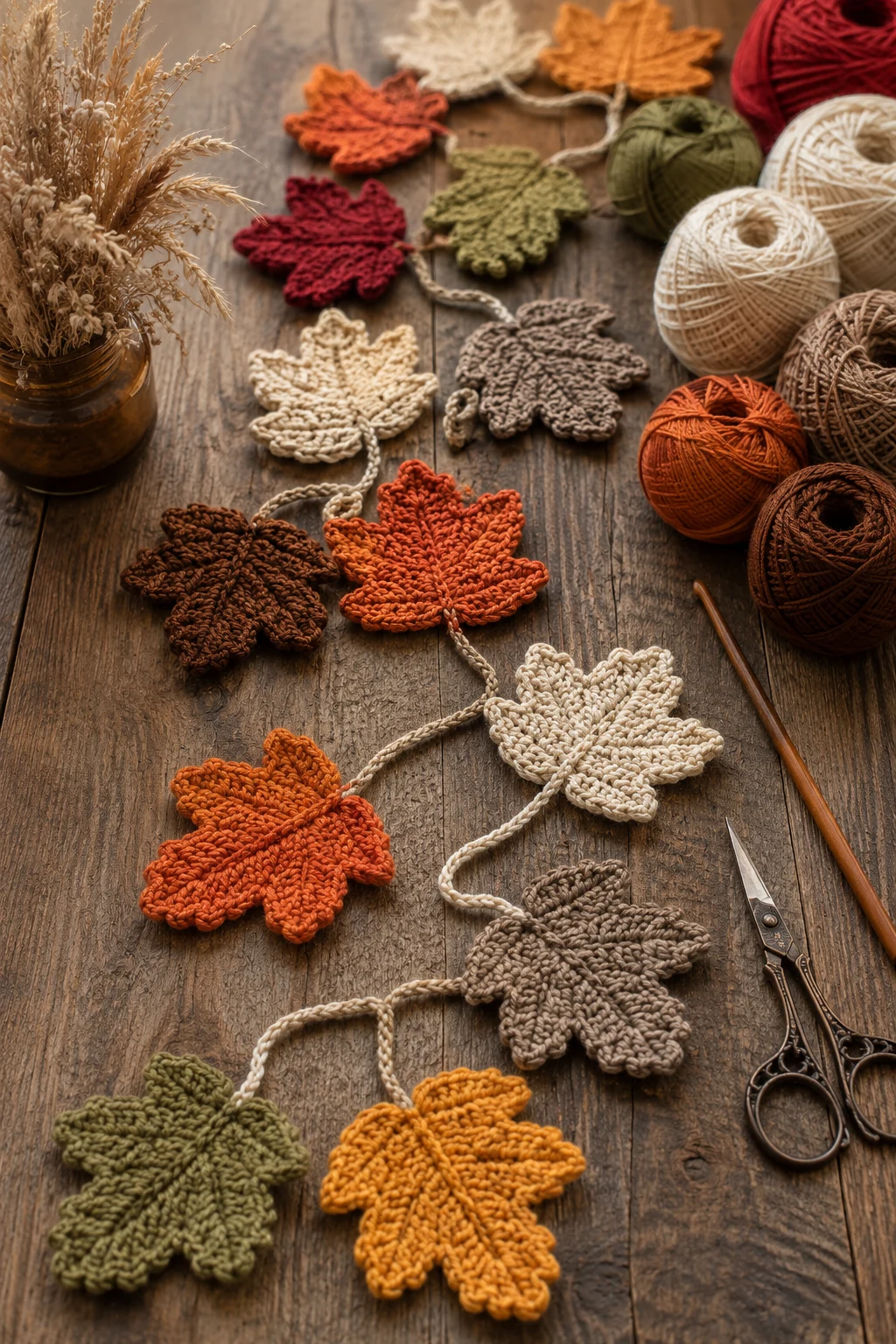 Rustic Leaf Garland for Mantels — fall crochet ideas style outfit