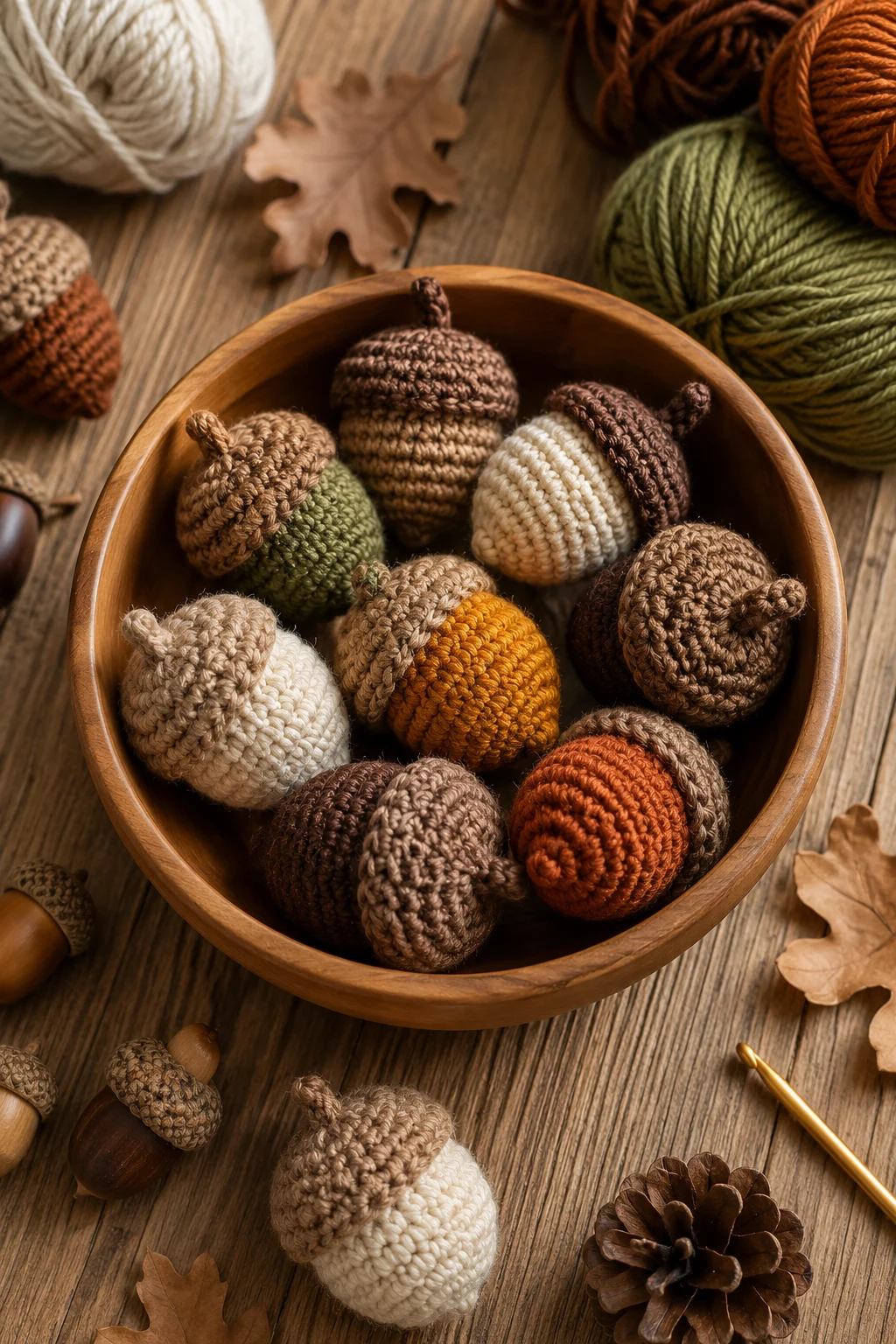 Acorn Basket Bowl Fillers — fall crochet ideas style outfit