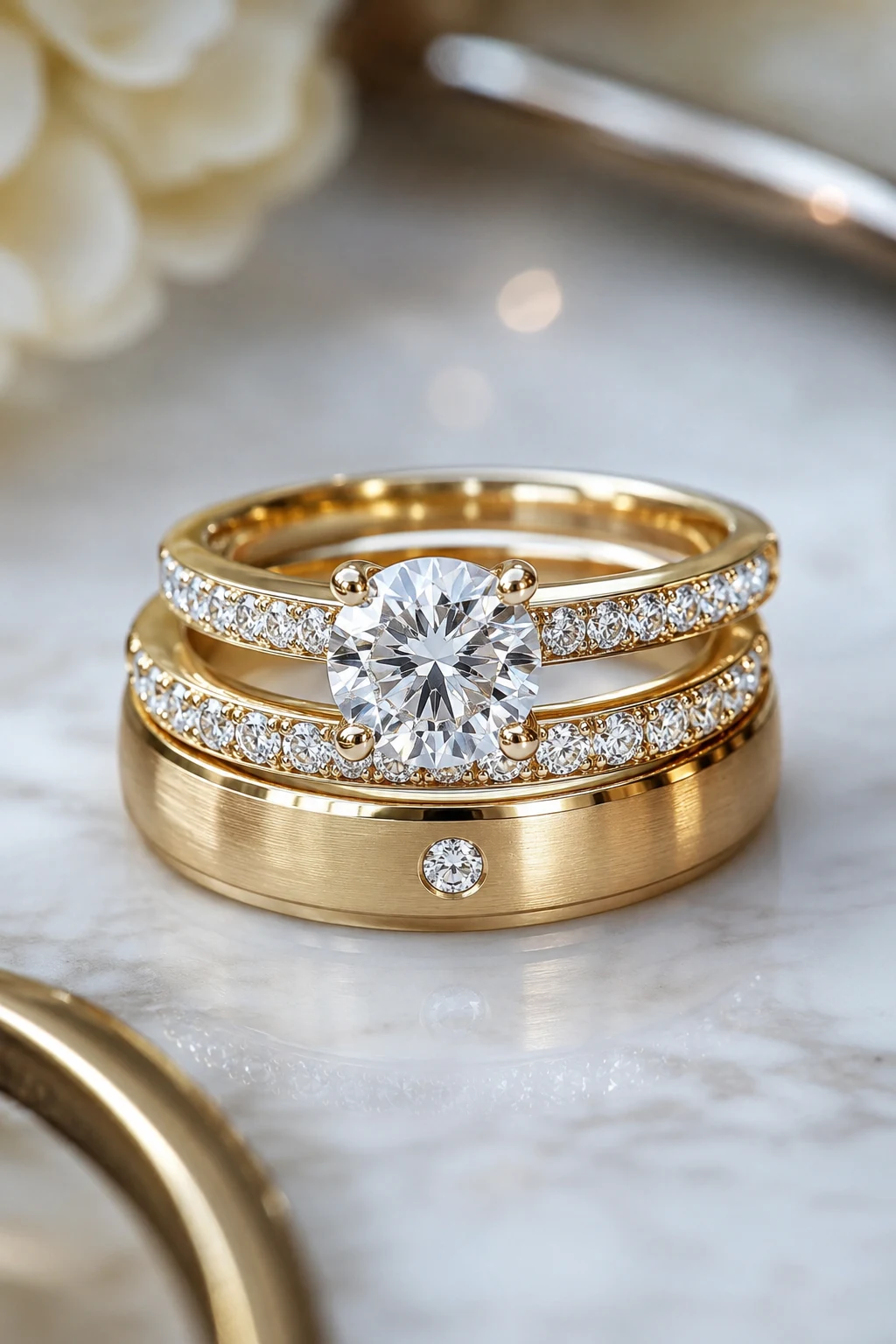 Diamond Gold Wedding Rings That Sparkle Every Day — gold wedding rings style outfit