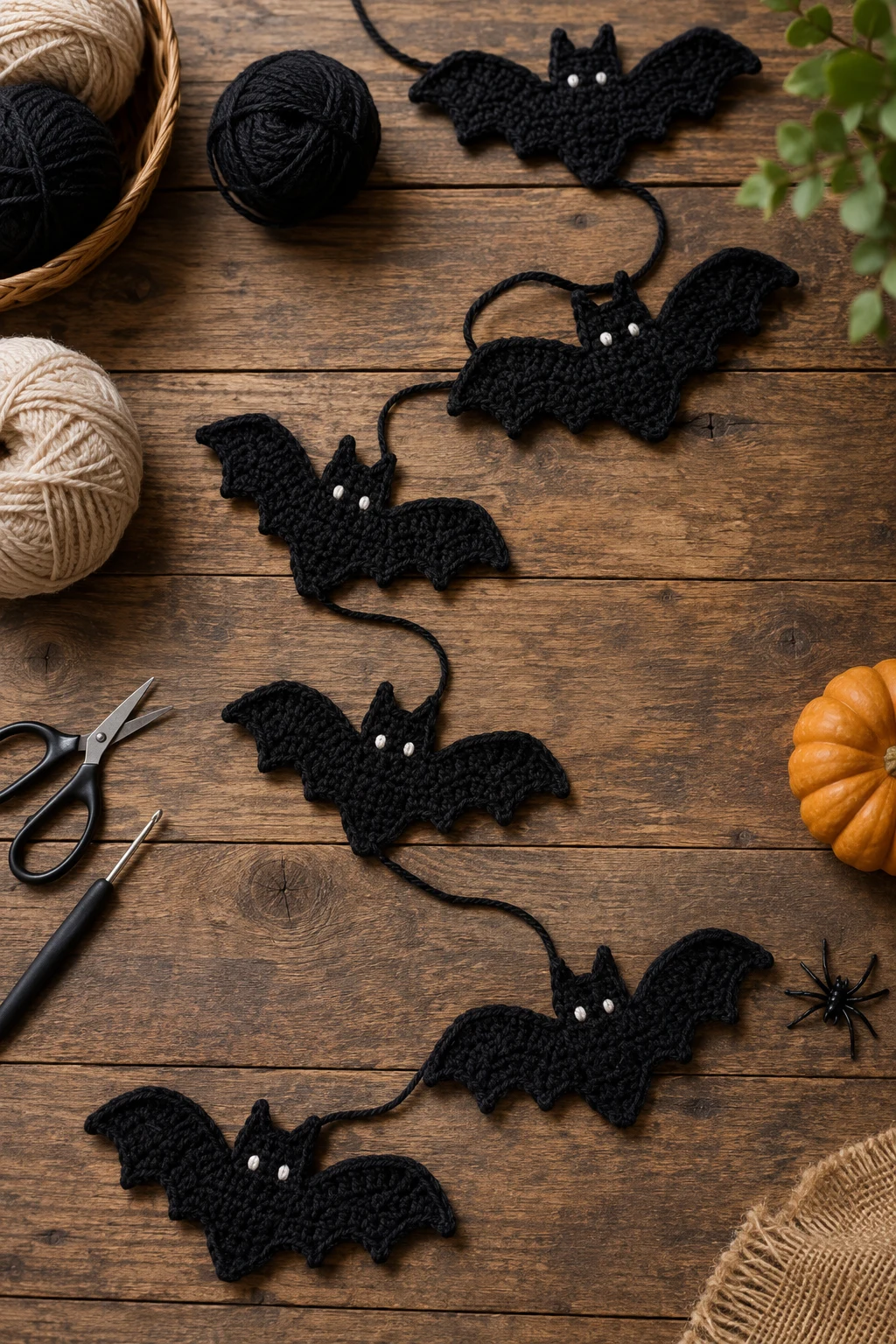 Halloween Crochet Ideas with Dramatic Bat Garland — halloween crochet ideas style outfit