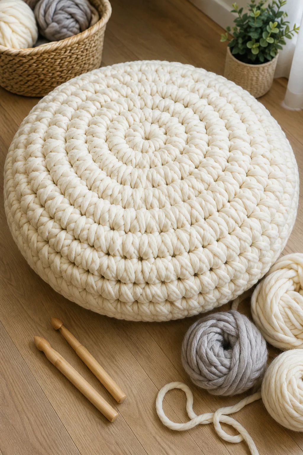 Giant Floor Pouf with Jumbo Yarn — ideas a crochet style outfit
