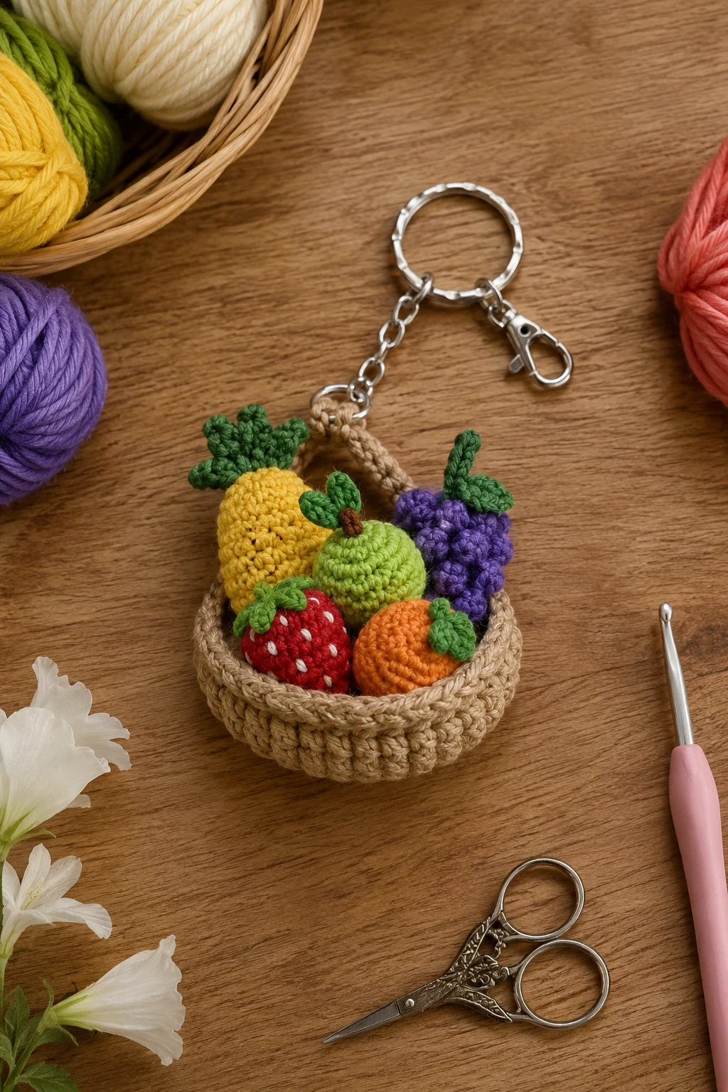 Fruit Basket Keychain Crochet Ideas — keychain crochet ideas style outfit
