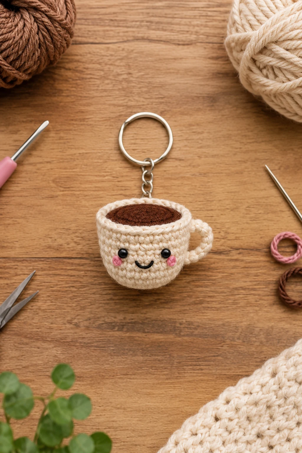 Tiny Coffee Cup for Everyday Motivation — keychain crochet ideas style outfit