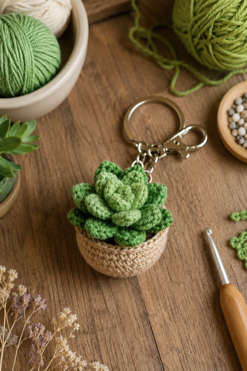 Mini Succulent That Never Needs Water — keychain crochet ideas style outfit