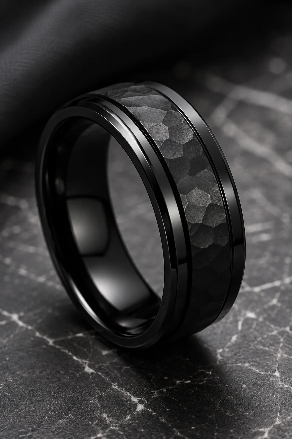 Black Male Wedding Rings with Modern Edge — male wedding rings style outfit, worn by a stylish man