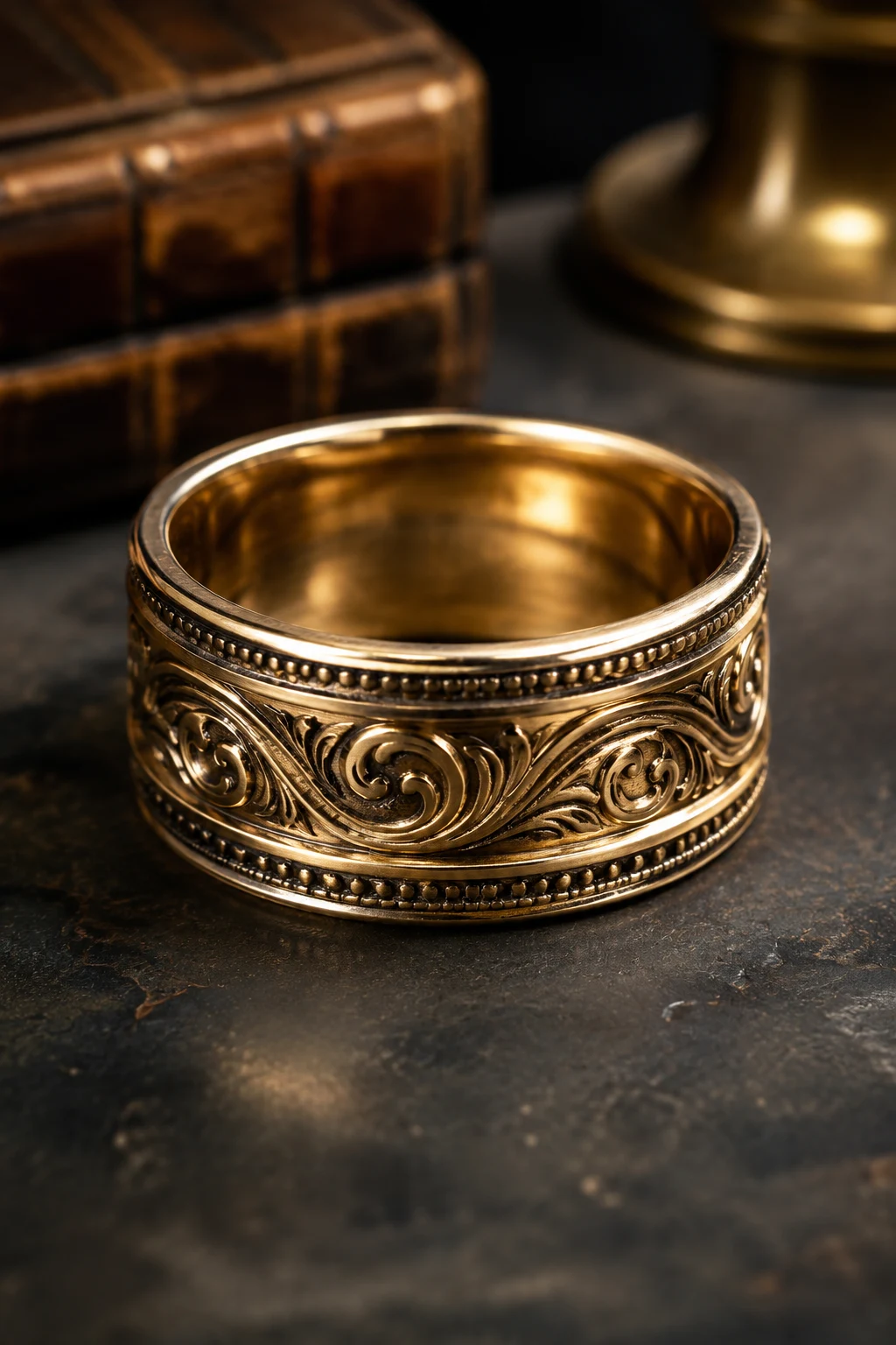 Vintage-Inspired Male Wedding Rings with Timeless Details — male wedding rings style outfit, worn by a stylish man