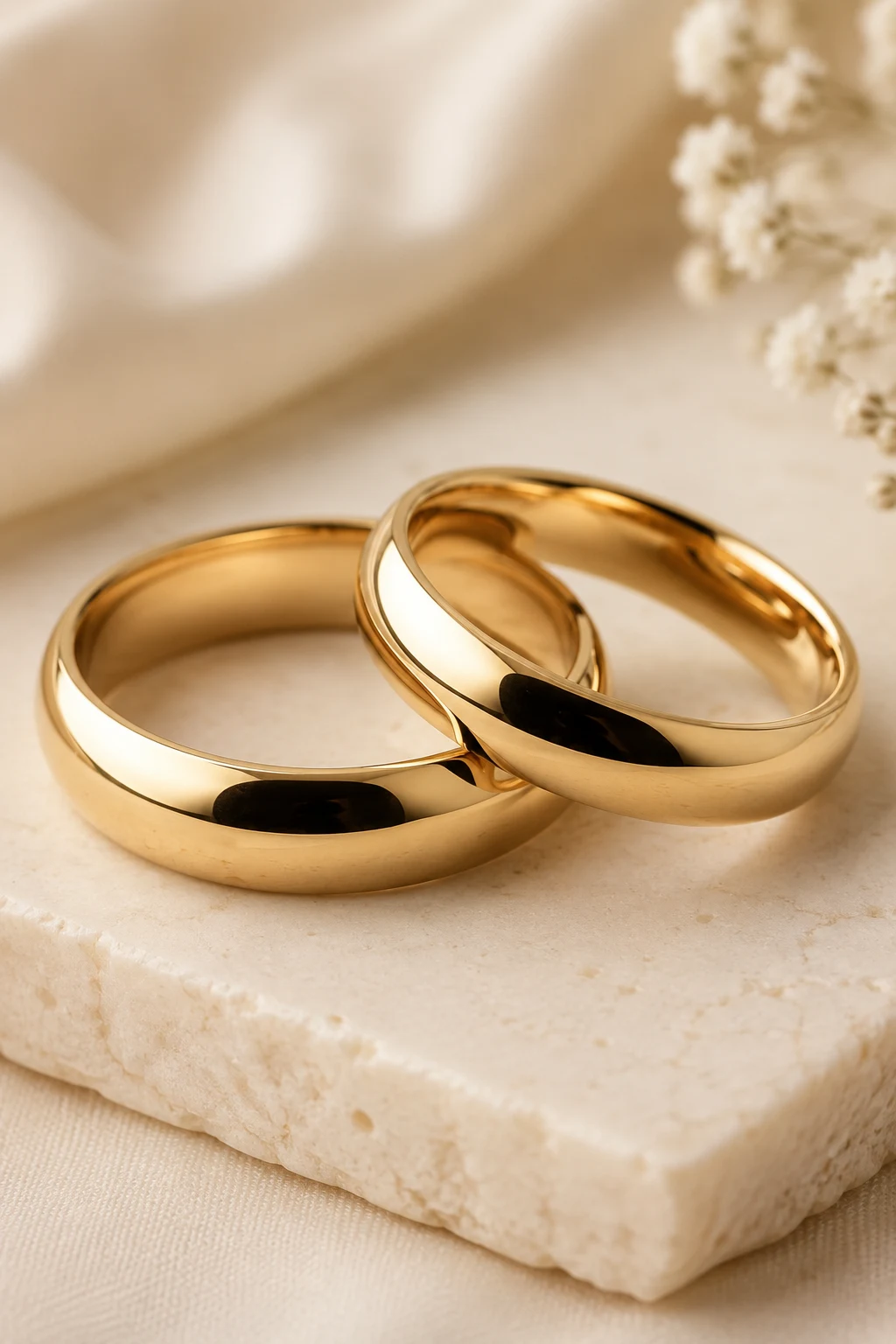 Classic Polished Gold Matching Wedding Rings — matching wedding rings style outfit