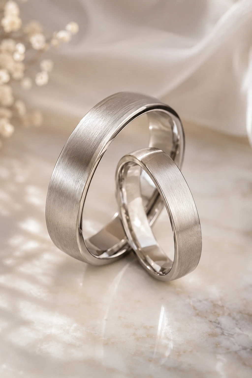 Matching Wedding Rings with Brushed Matte Finish — matching wedding rings style outfit