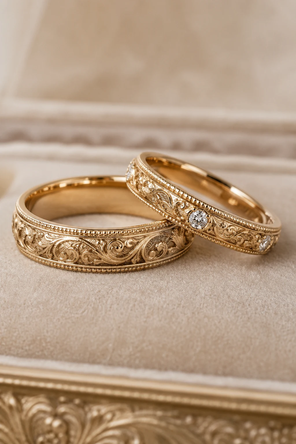 Vintage-Inspired Matching Wedding Rings — matching wedding rings style outfit