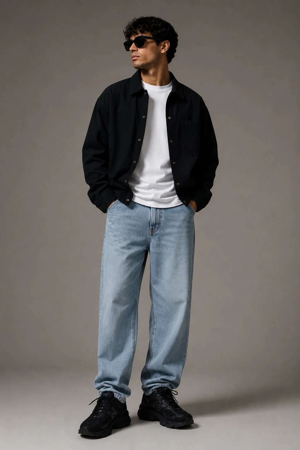 The Relaxed Denim Upgrade — men’s black new balance 9060 outfits style outfit, worn by a stylish man