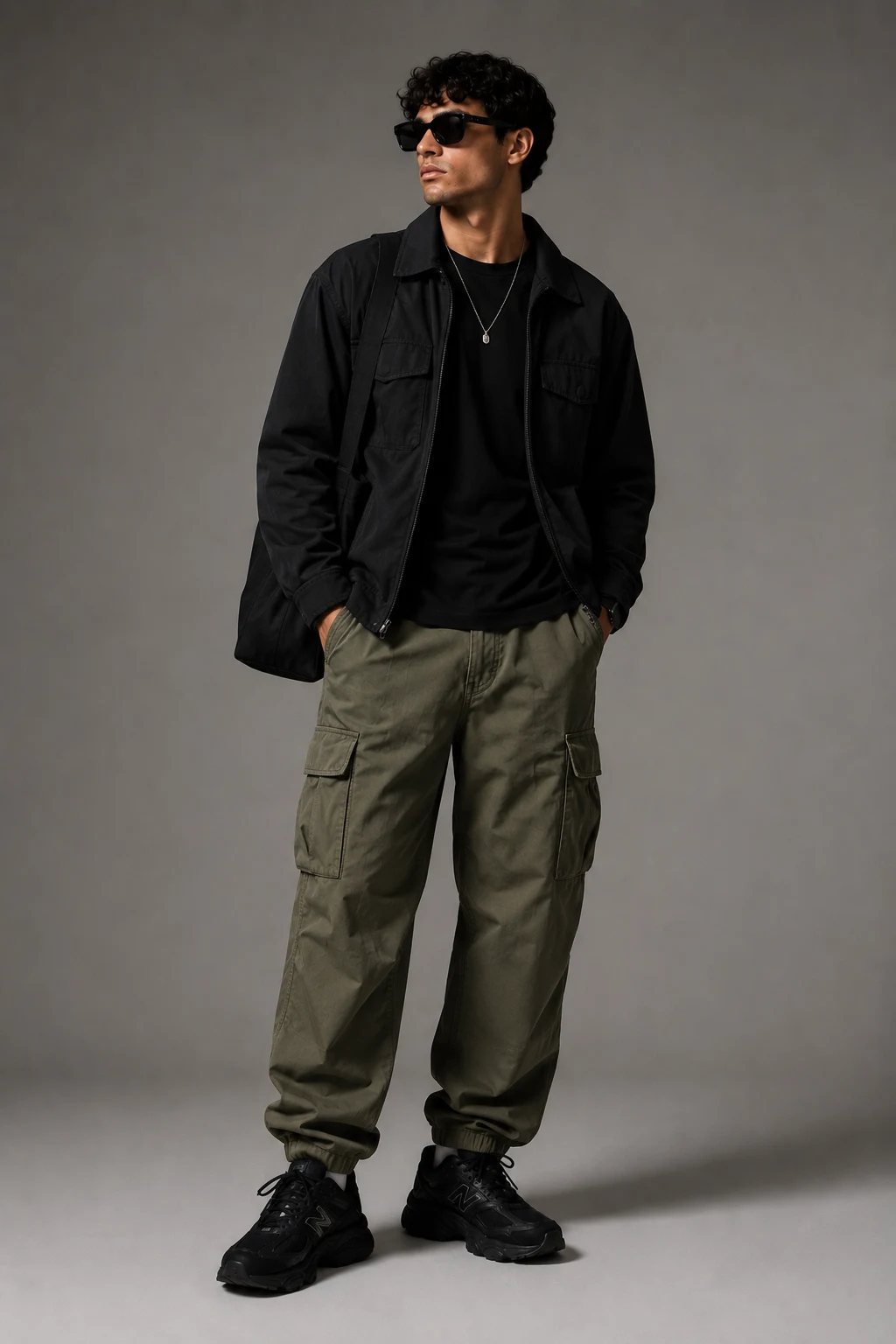 The Utility Cargo Upgrade — men’s black new balance 9060 outfits style outfit, worn by a stylish man