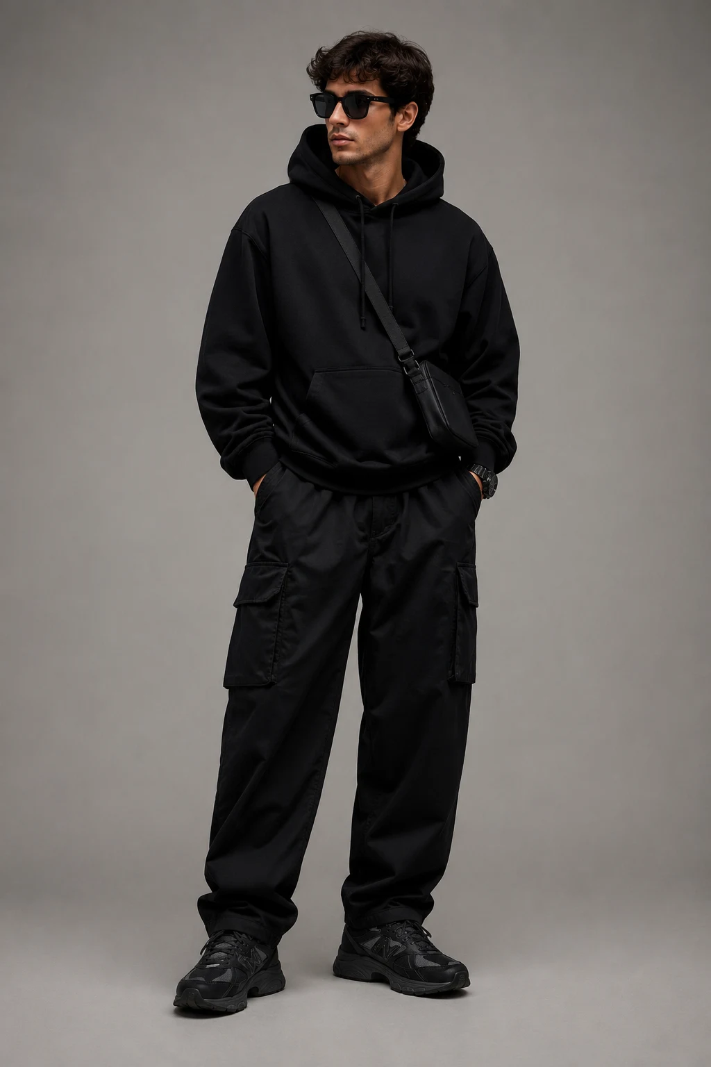 The Relaxed Black-on-Black Uniform — men’s new balance 9060 outfits style outfit, worn by a stylish man