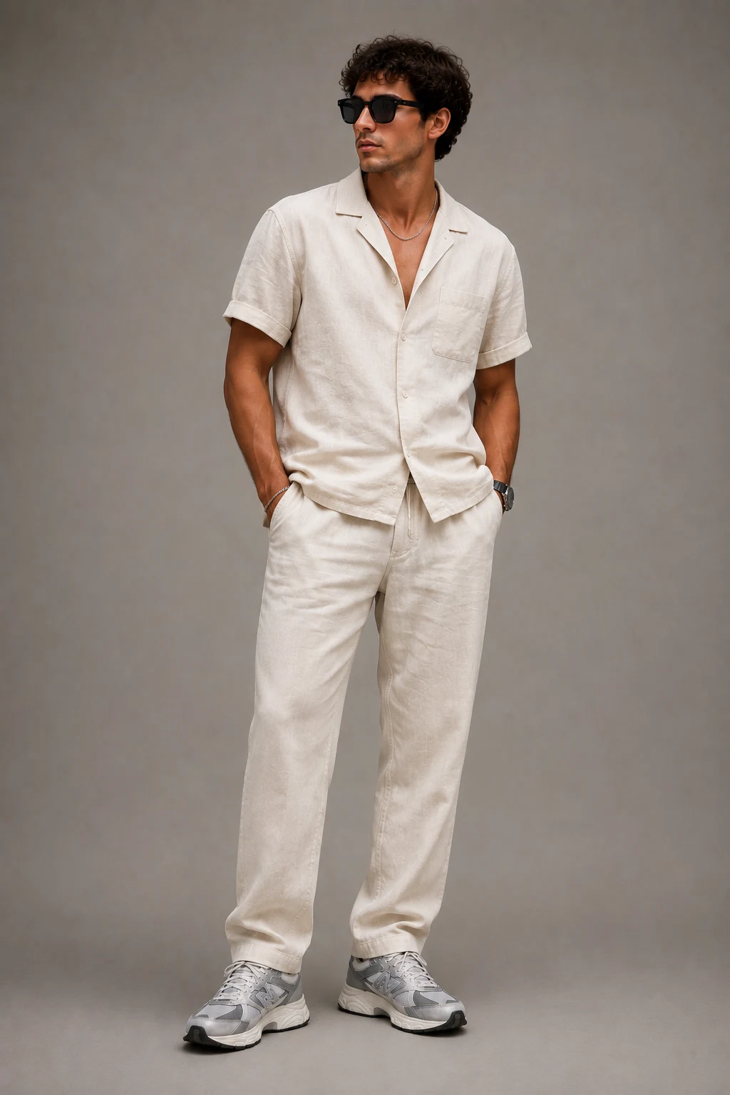 The Summer Linen Refresh — men’s new balance 9060 outfits style outfit, worn by a stylish man