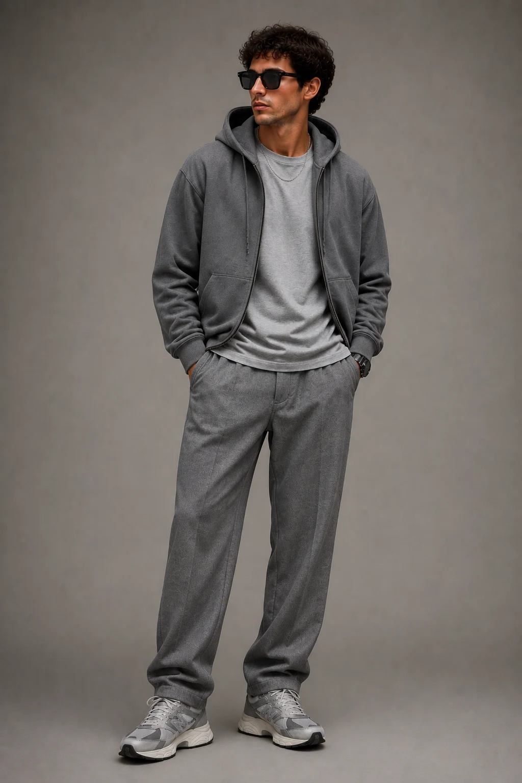 The Elevated Monochrome Grey Fit — men’s new balance 9060 outfits style outfit, worn by a stylish man