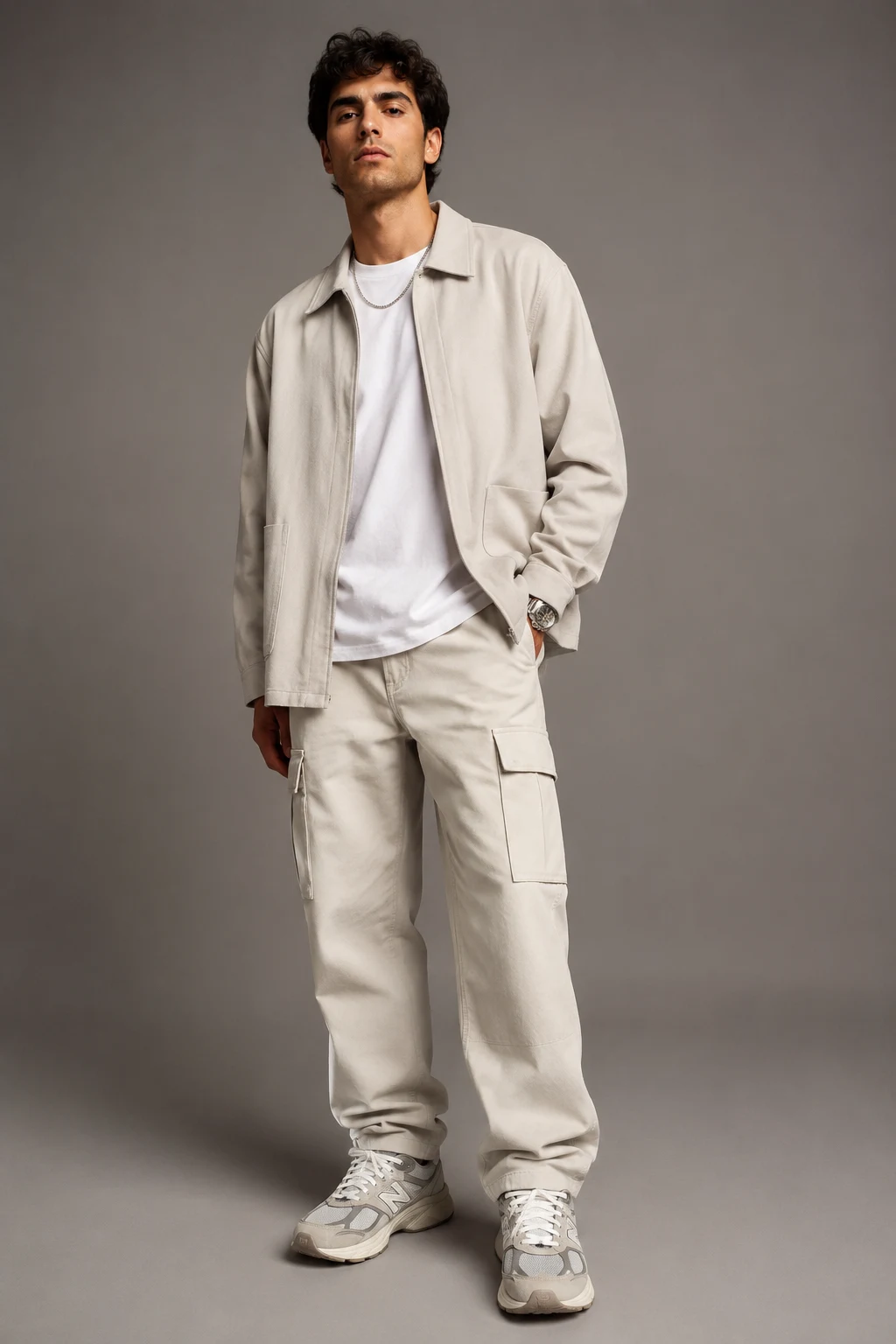 The Clean Monochrome Street King — mens outfits with new balance 9060 style outfit, worn by a stylish man