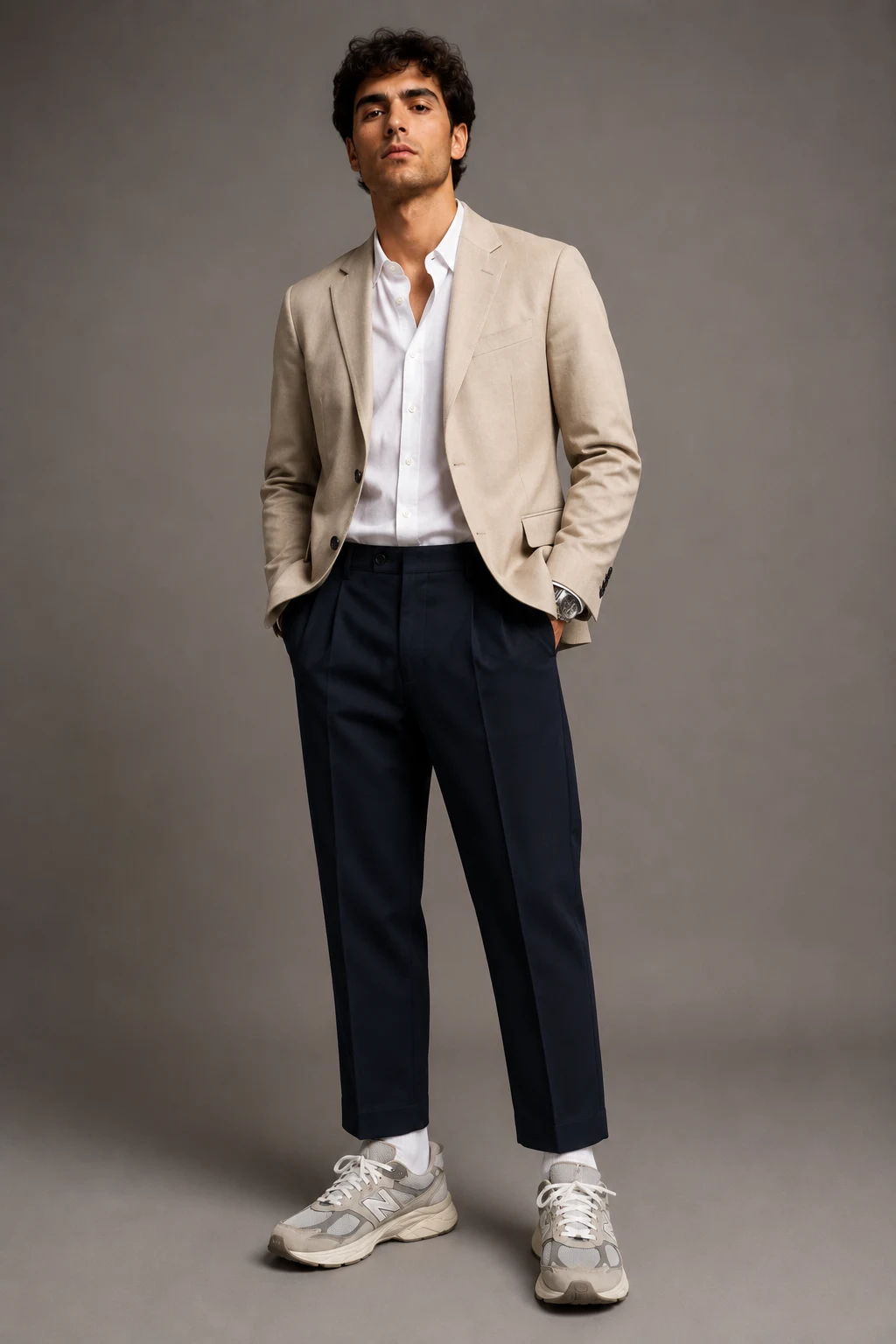 The Smart Casual Upgrade Nobody Expects — mens outfits with new balance 9060 style outfit, worn by a stylish man