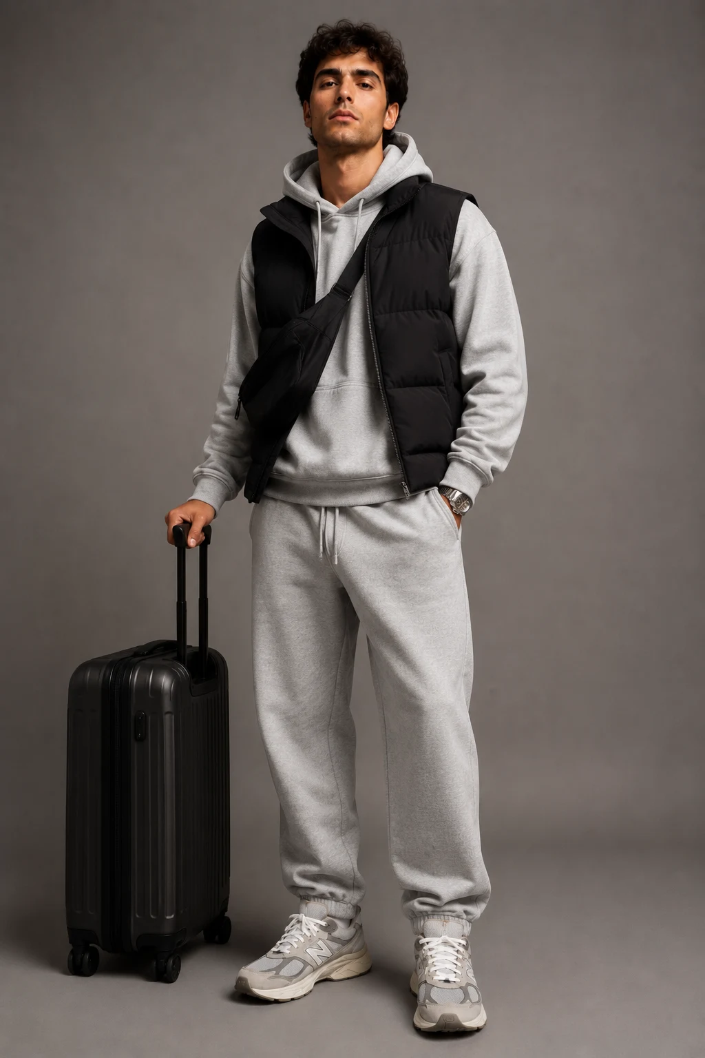 The Airport Fit That Looks Expensive — mens outfits with new balance 9060 style outfit, worn by a stylish man