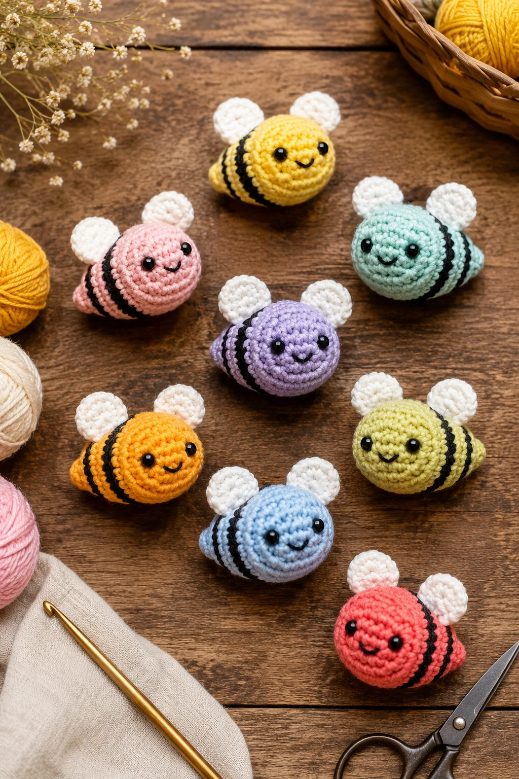 Colorful Mini Bees That Buzz with Personality — mini crochet ideas style outfit