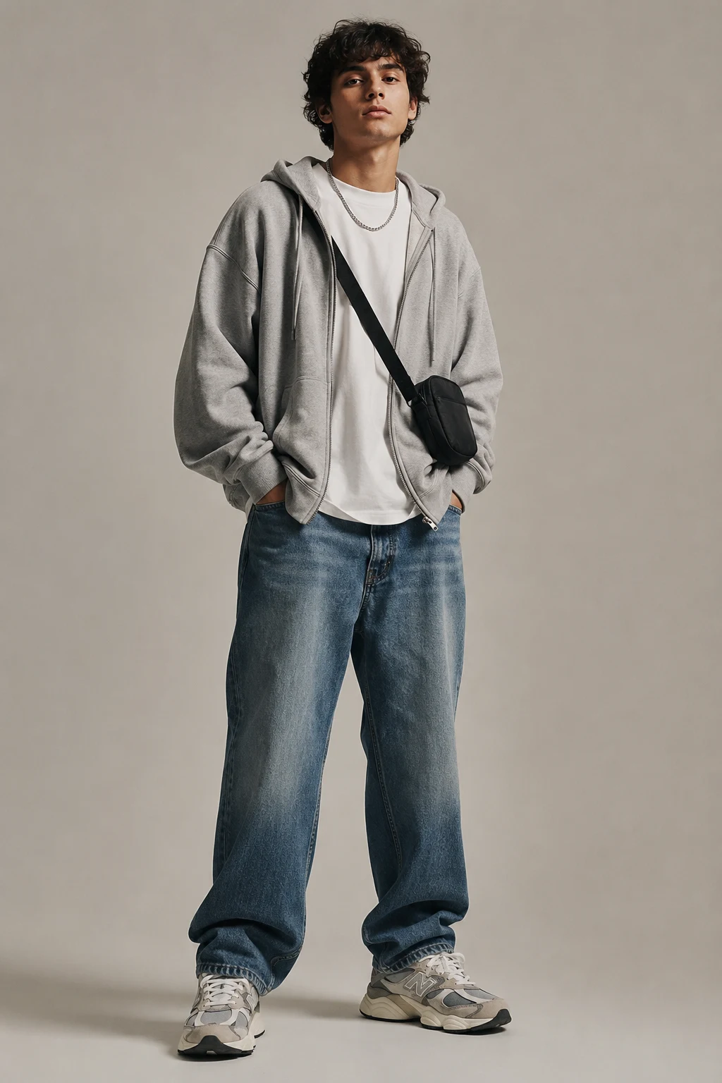 The Oversized Streetwear Uniform — new balance 9060 outfit men aesthetic style outfit, worn by a stylish man