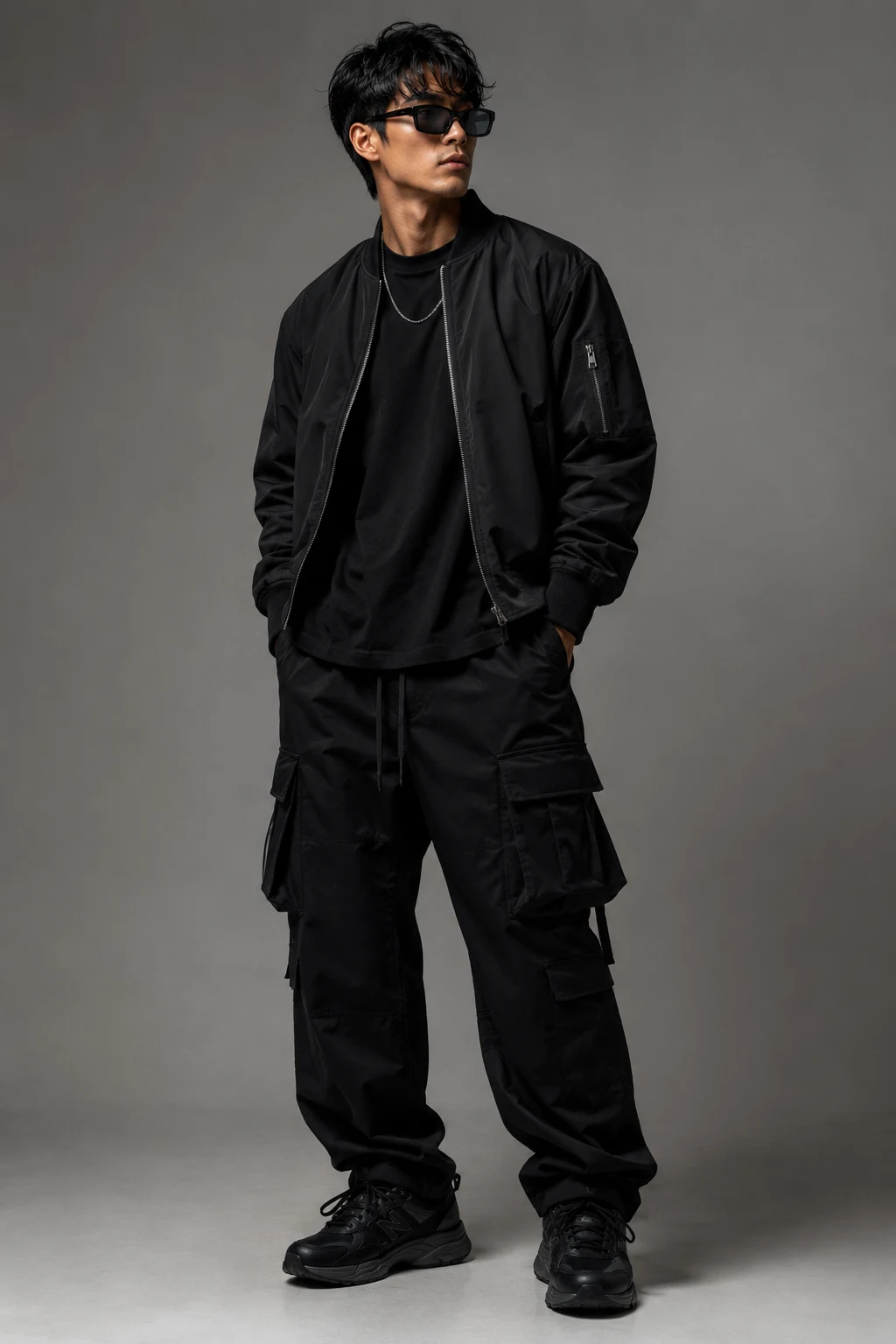 The Monochrome Street King — new balance 9060 outfit men black style outfit, worn by a stylish man
