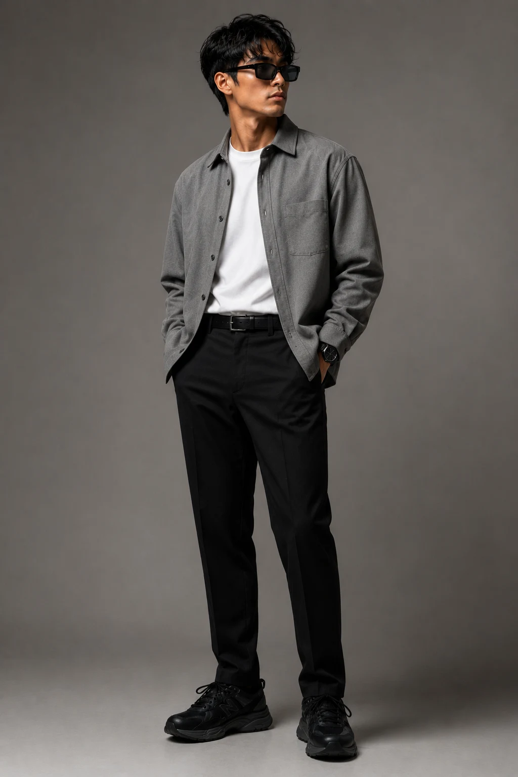 The Clean Minimalist Office Casual — new balance 9060 outfit men black style outfit, worn by a stylish man