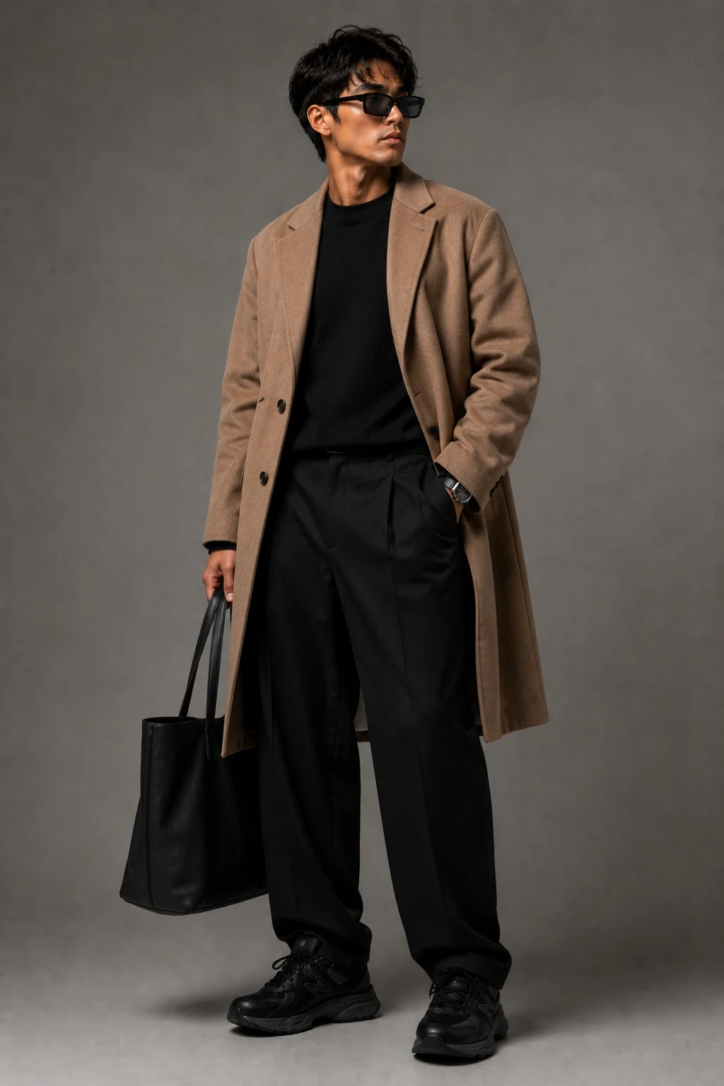 The Modern Luxe Streetwear Fit — new balance 9060 outfit men black style outfit, worn by a stylish man