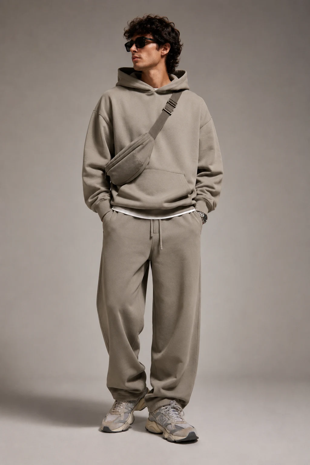 The Neutral Hoodie Combo That Looks Expensive — new balance 9060 outfit men streetwear style outfit, worn by a stylish man