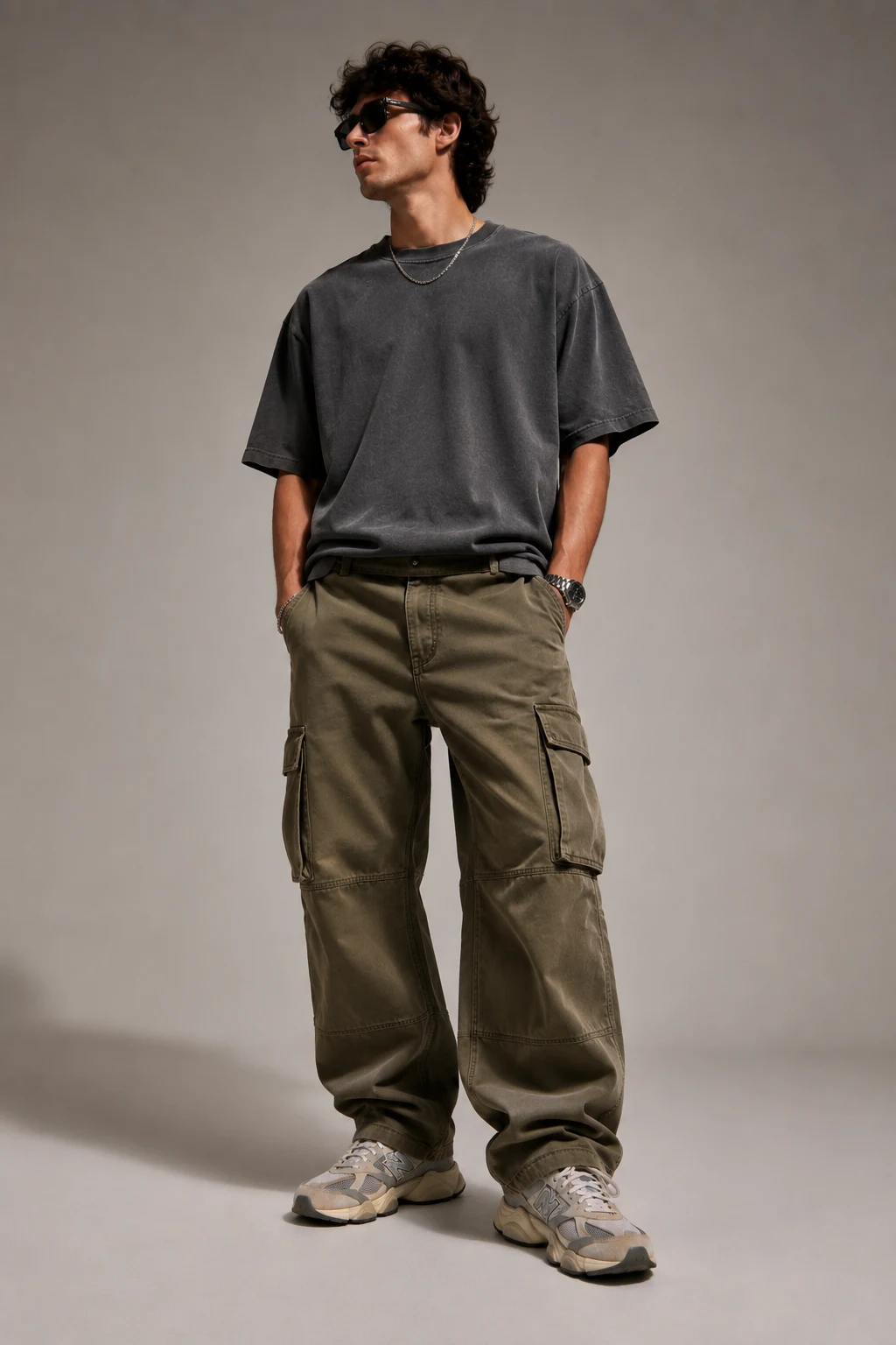 The Cargo Pants Fit That Owns Every Sidewalk — new balance 9060 outfit men streetwear style outfit, worn by a stylish man