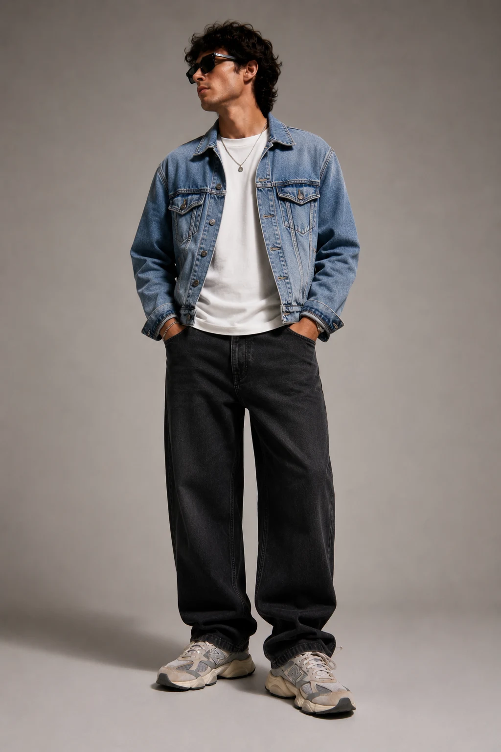 The Denim Jacket Weekend Hero — new balance 9060 outfit men streetwear style outfit, worn by a stylish man