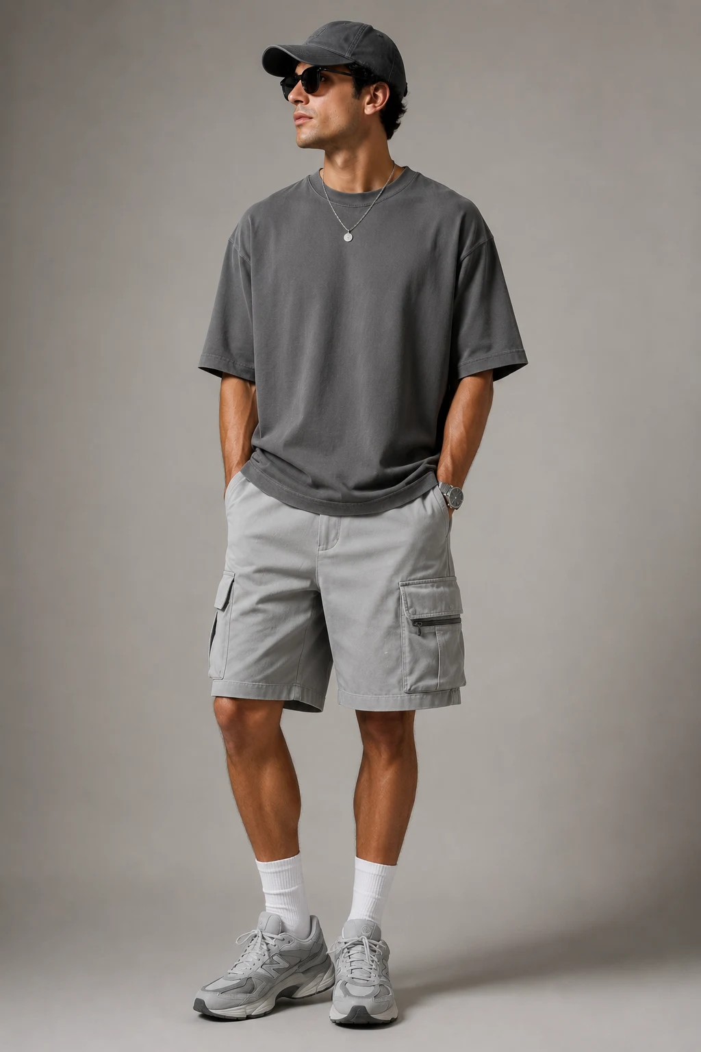 The Monochrome Grey Streetwear Fit — new balance 9060 outfit men summer style outfit, worn by a stylish man