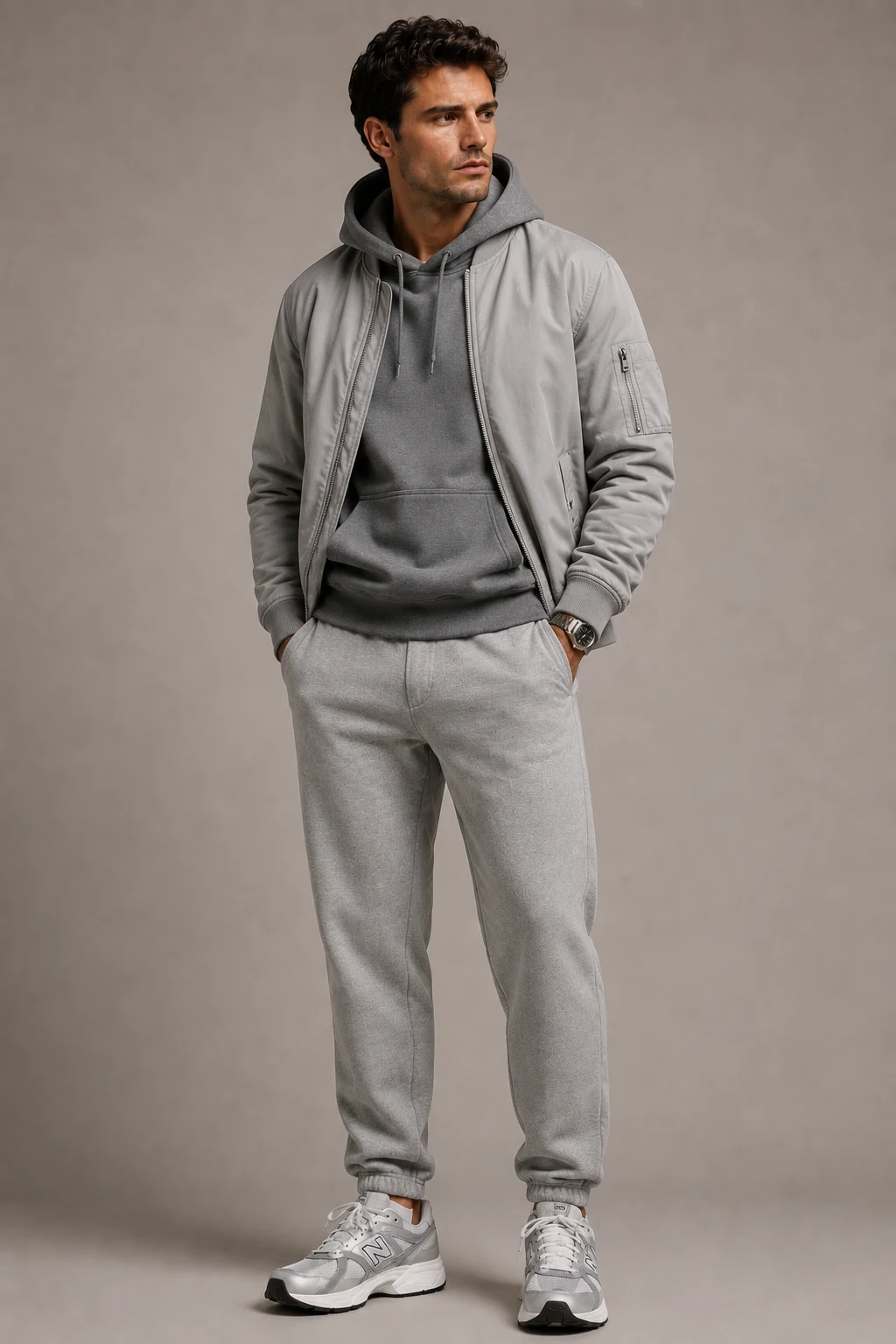 The Monochrome Grey Masterclass — new balance shoes men 530 style outfit, worn by a stylish man