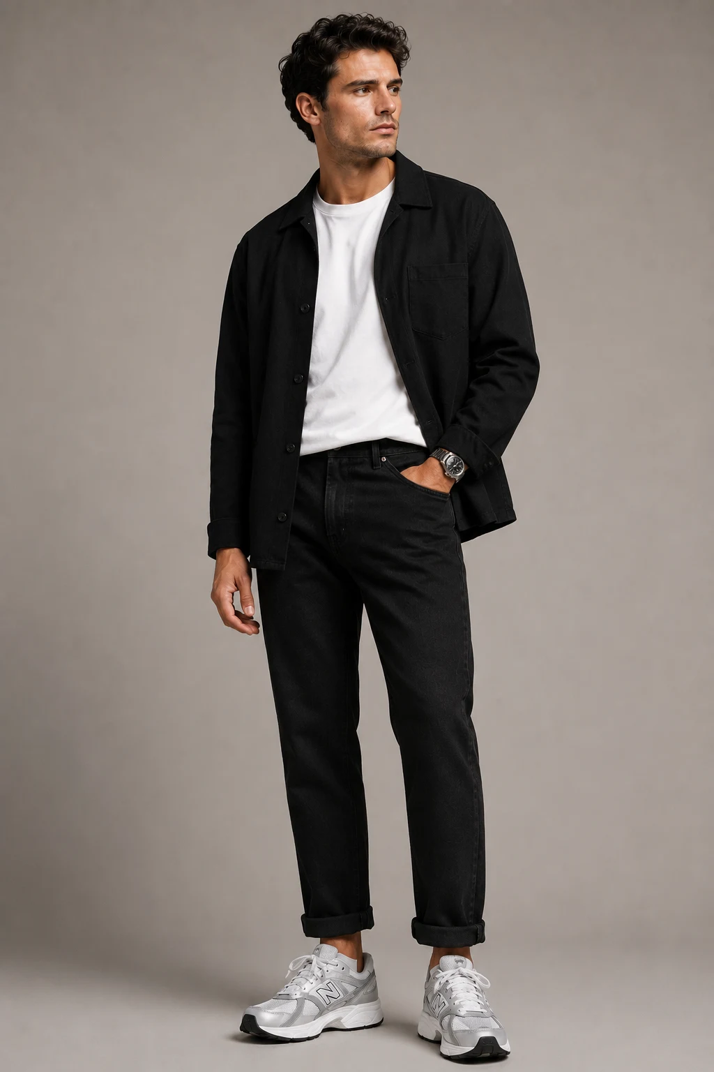 The Clean Black and White Combo — new balance shoes men 530 style outfit, worn by a stylish man