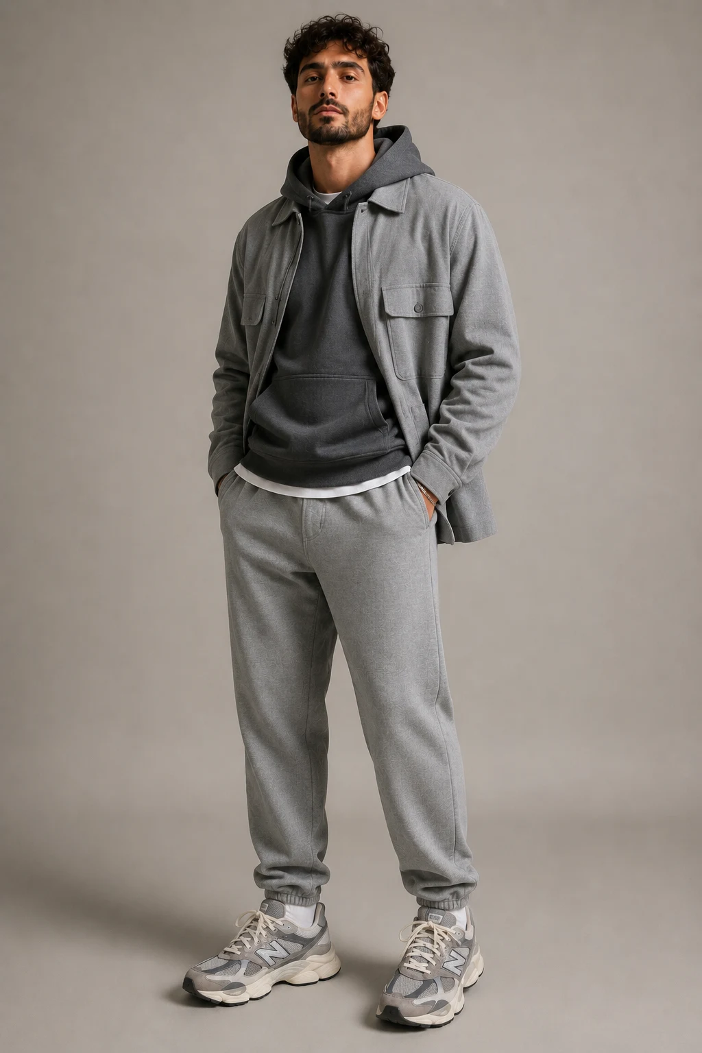 The Monochrome Grey Masterclass — new balance shoes men 9060 style outfit, worn by a stylish man