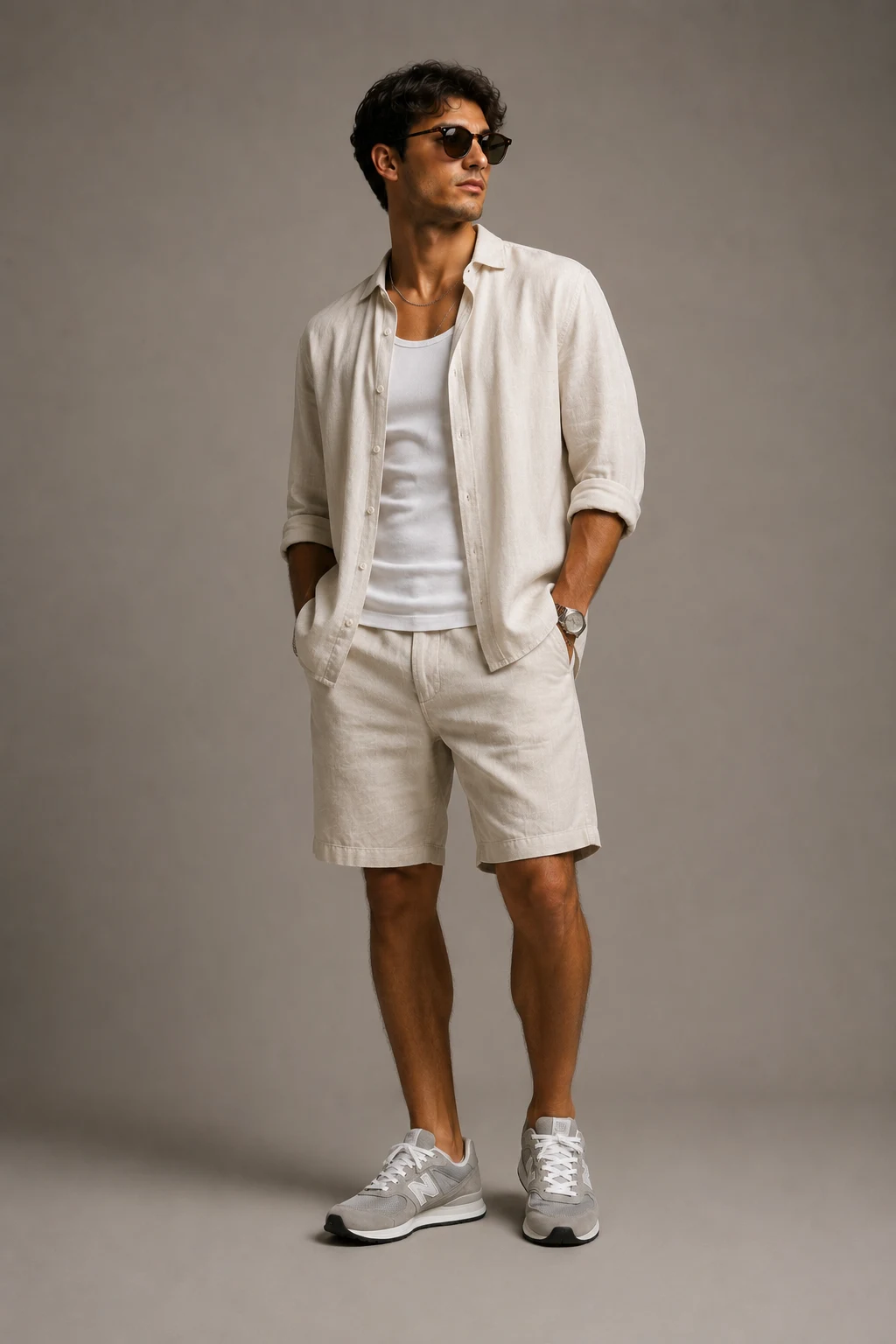 The Linen Layers for Warm Weather — new balance shoes men aesthetic style outfit, worn by a stylish man