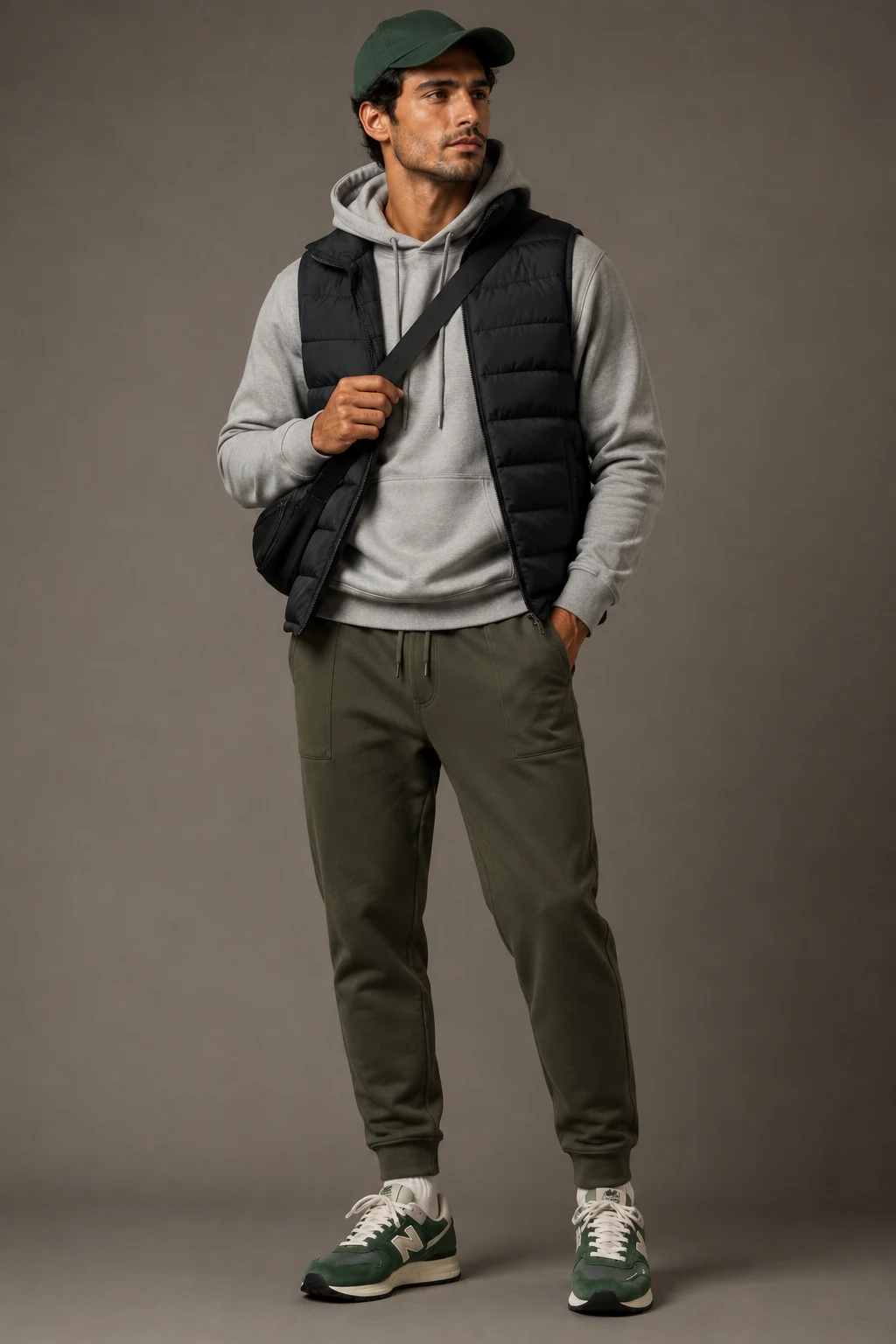 The Airport Travel Champion — new balance shoes men green style outfit, worn by a stylish man