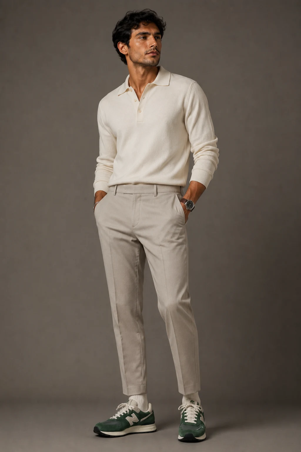The Elevated Minimalist Fit — new balance shoes men green style outfit, worn by a stylish man