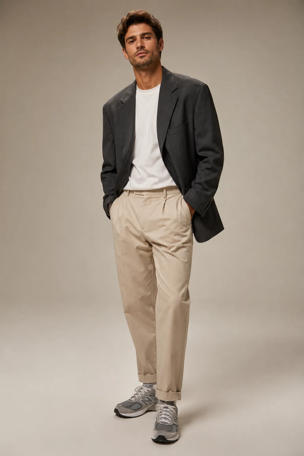 The Sharp Relaxed Blazer That Always Lands — new balance shoes men style outfit, worn by a stylish man