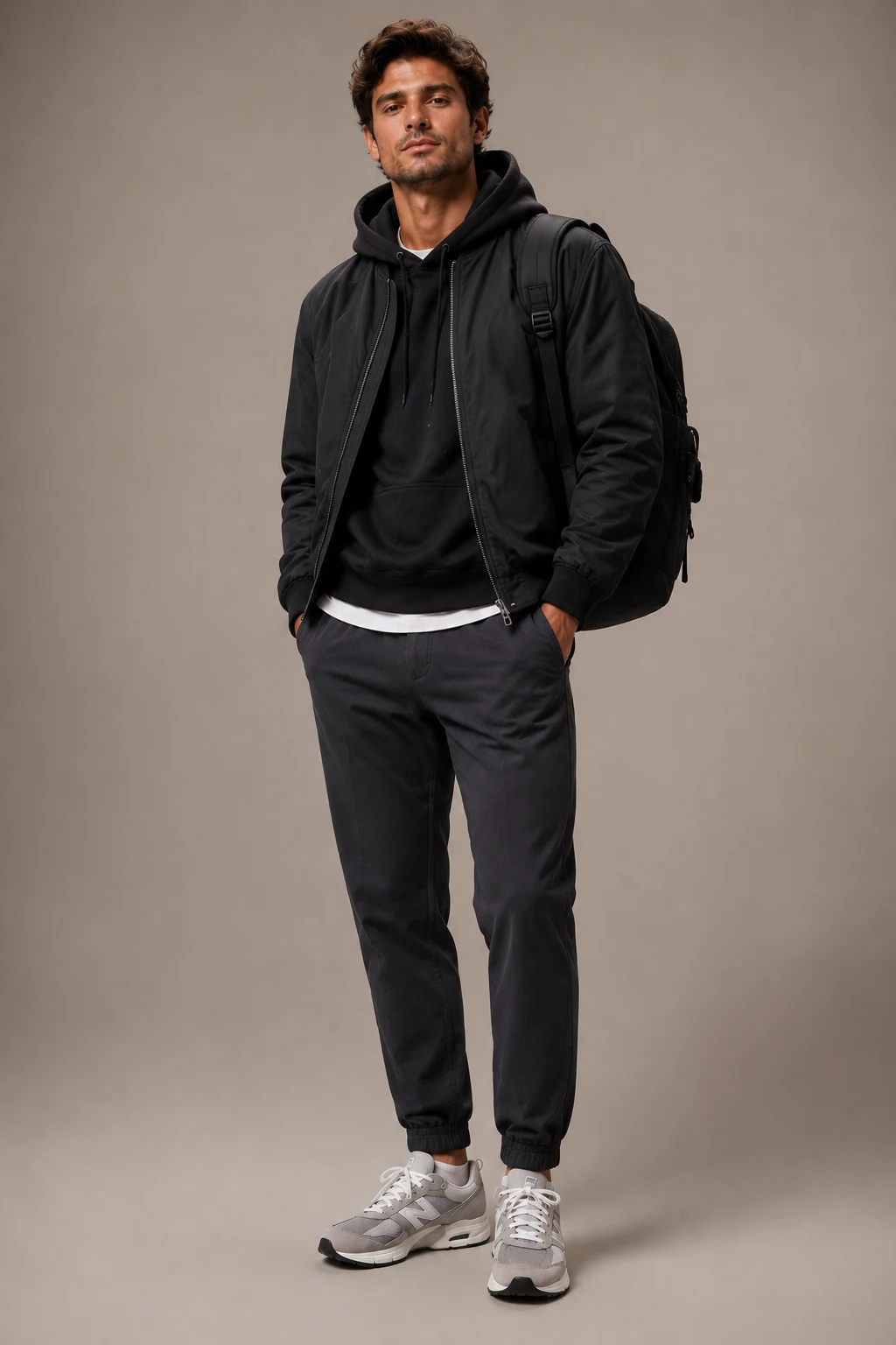 The Airport-to-City Champion — new balance shoes men style outfit, worn by a stylish man