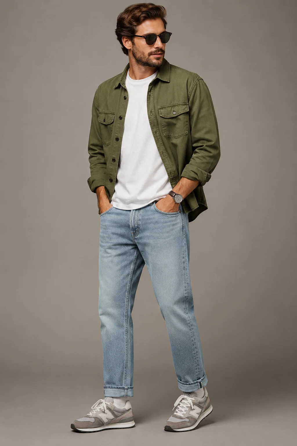 The Weekend Coffee Run Uniform — new balance shoes mens 574 style outfit, worn by a stylish man