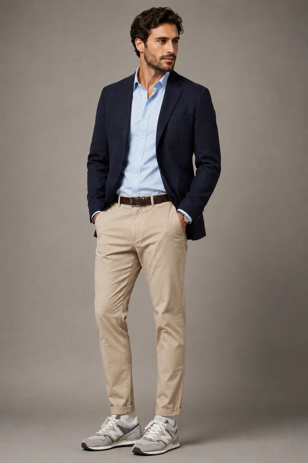 The Relaxed Office Upgrade — new balance shoes mens 574 style outfit, worn by a stylish man