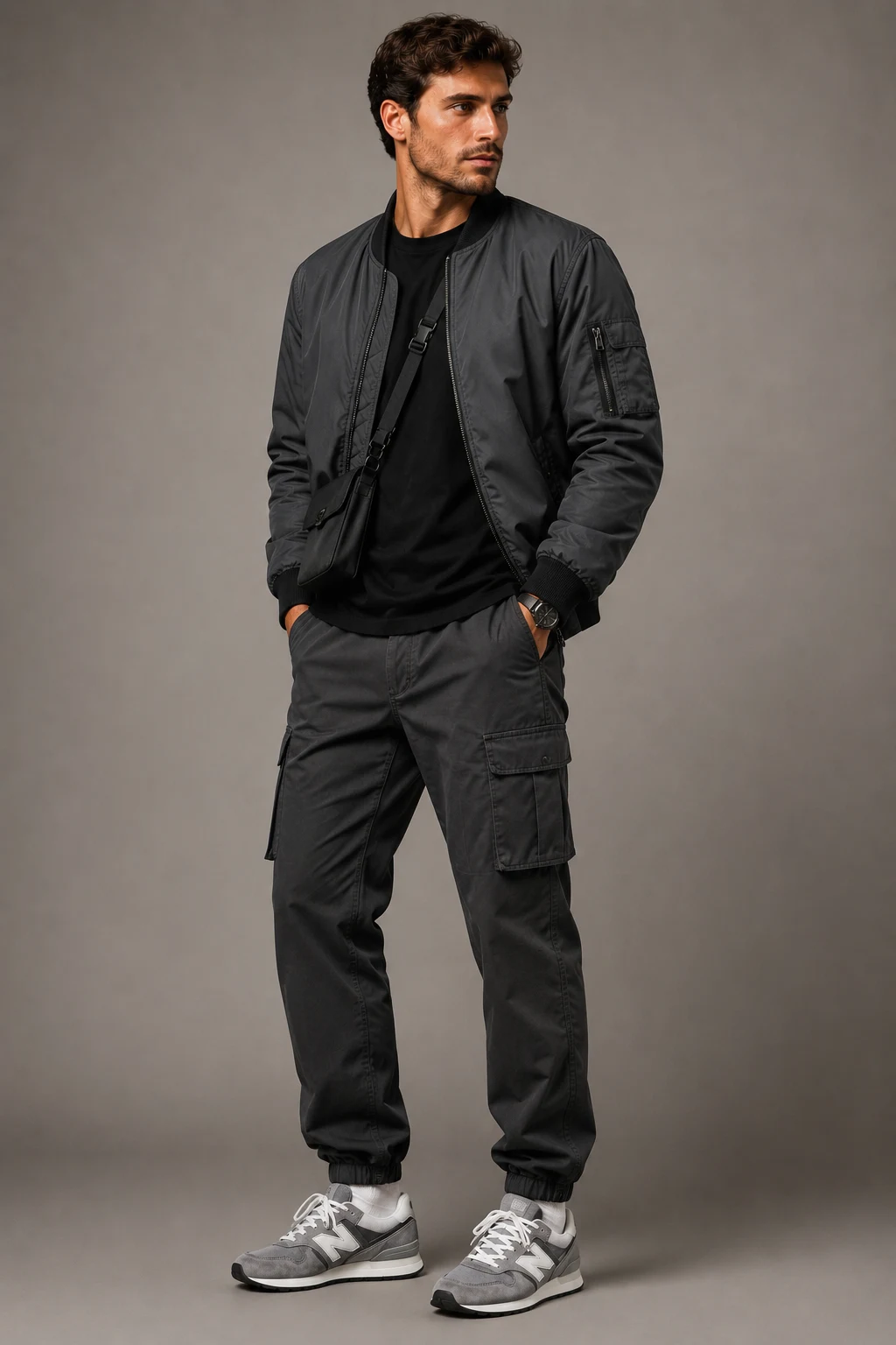 The Monochrome Street Style Move — new balance shoes mens 574 style outfit, worn by a stylish man